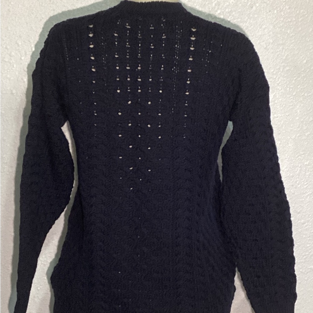 Aran Navy Blue Cable Knit with Green Shamrock Design Sweater size XXL - Picture 5 of 11